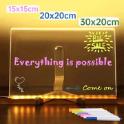 Light up Acrylic Message Board Rewritable DIY Children'S Glowing Drawing Board Message Lamp with 7 Colorful Pens - Creatique