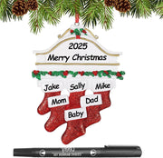 Personalized Christmas Ornaments 2025 Family of 2/3/4/5/6 Custom Christmas Ornament with Names Customized Family Ornaments for Christmas Tree Decoration Customized Gifts, Family of 5 - Creatique