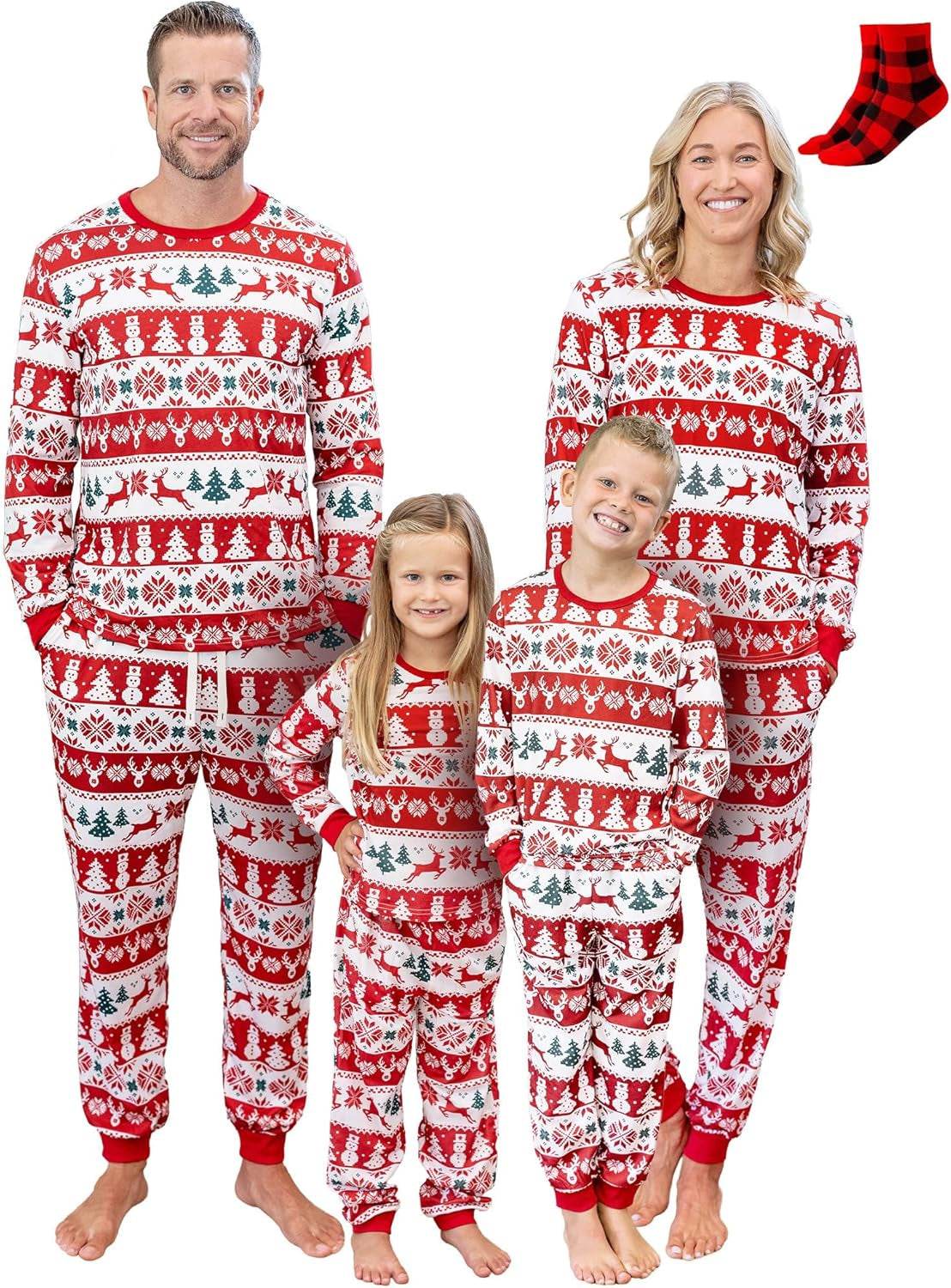 Christmas Family Matching Pajama Sets Includes Christmas Socks - Perfect for Family Photos & Holiday Celebrations - Creatique