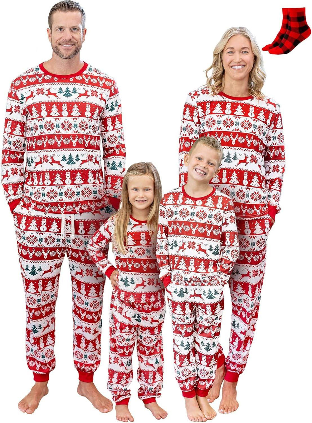 Christmas Family Matching Pajama Sets Includes Christmas Socks - Perfect for Family Photos & Holiday Celebrations - Creatique