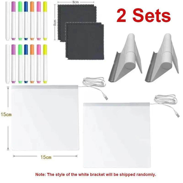 Light up Acrylic Message Board Rewritable DIY Children'S Glowing Drawing Board Message Lamp with 7 Colorful Pens - Creatique