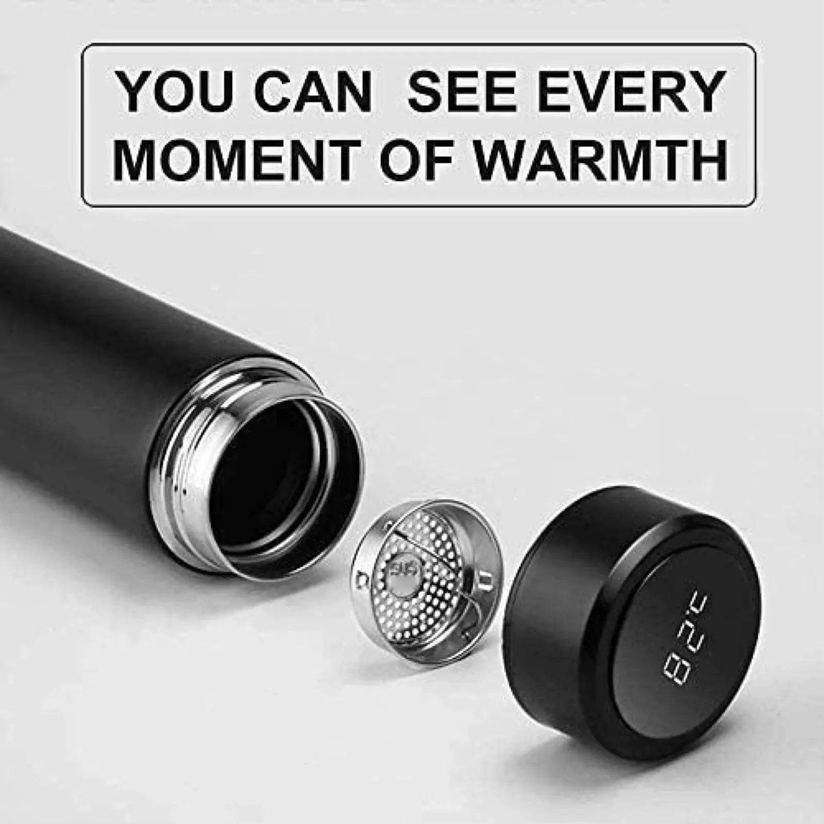 Smart 500ml Vacuum Insulated Stainless Steel Water Bottle with LED Temperature Display – Spill Proof & Portable for Home, Travel, and Sports - Creatique