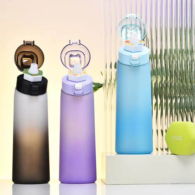 Flavor-infused 650ml Sports Water Bottle with 7 Scented Pods – Leakproof & Straw for Gym & Outdoor Fun! - Creatique