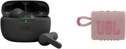 Vibe Beam True Wireless Headphones - Black, Small & Go 3: Portable Speaker with Bluetooth, Built-In Battery, Waterproof and Dustproof Feature - Pink - Creatique