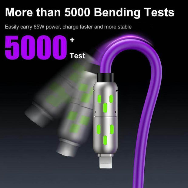 [Buy 1 Get 1 Free] 6.6FT 4-In-1 USB-C Cable PD Fast Charging Data Sync USB-A Type-C Lightning Aluminum Compatible Cellphone Smartphone Electronic Charger - Creatique