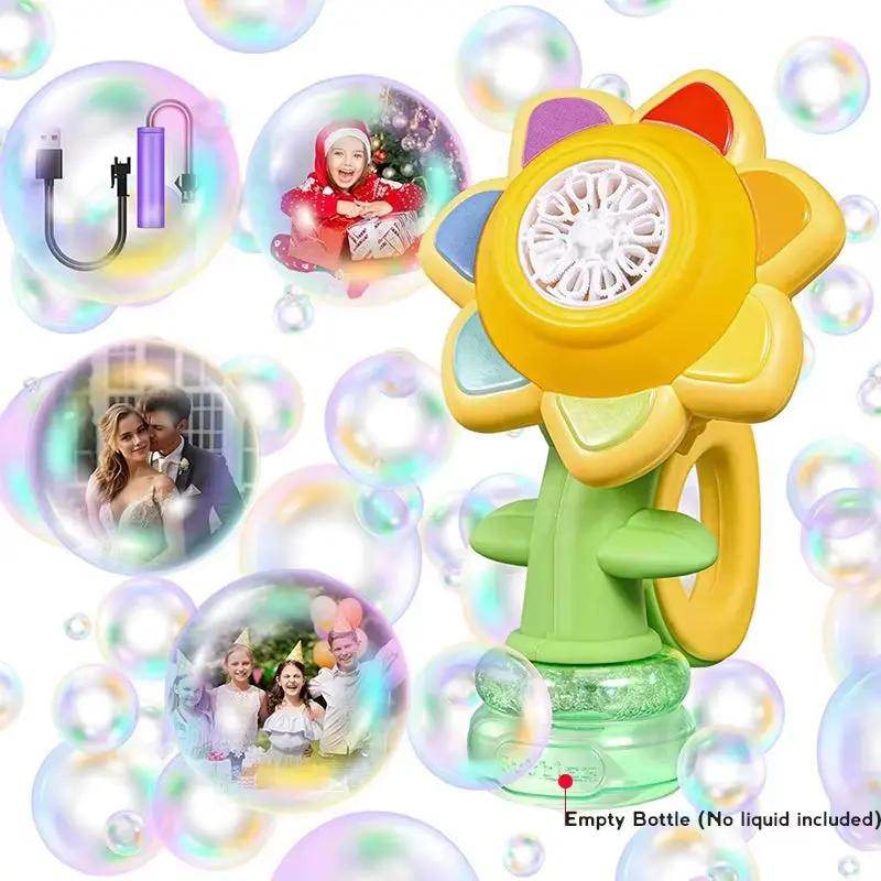 Sunflower Bubble Machine for Kids Automatic Flower Bubble Toy with Light for Toddlers Bubble Maker Blower for Kids Outdoor Toys - Creatique