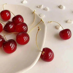 Small Fresh Sweet Lovely Cherry Cherries Cherries Earrings Pendant Fruit Earrings Red Cherry Earrings Charm Jewelry - Creatique