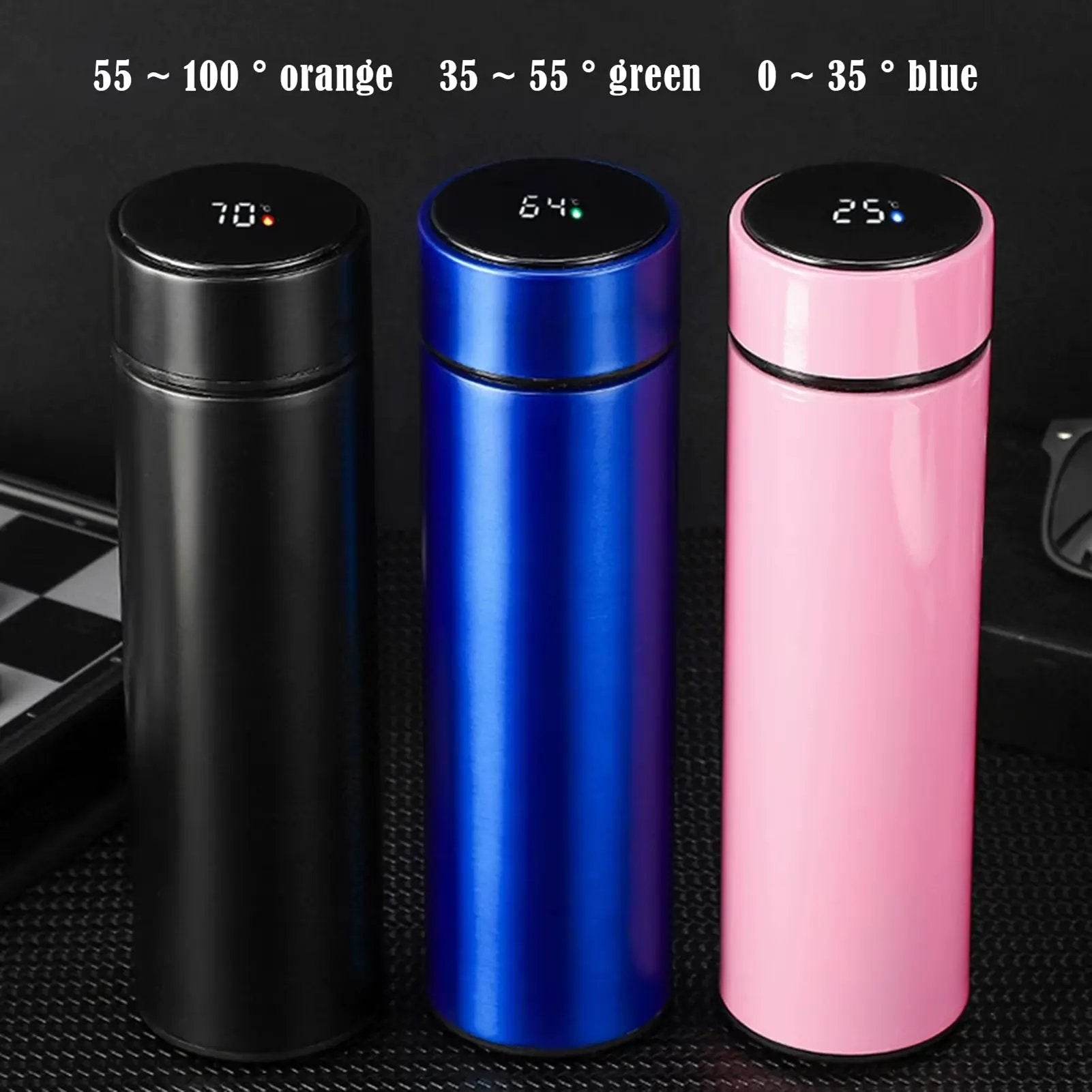 Smart 500ml Vacuum Insulated Stainless Steel Water Bottle with LED Temperature Display – Spill Proof & Portable for Home, Travel, and Sports - Creatique