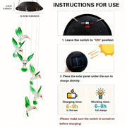 Solar Wind Chimes – Hummingbird Yard Decor - Creatique