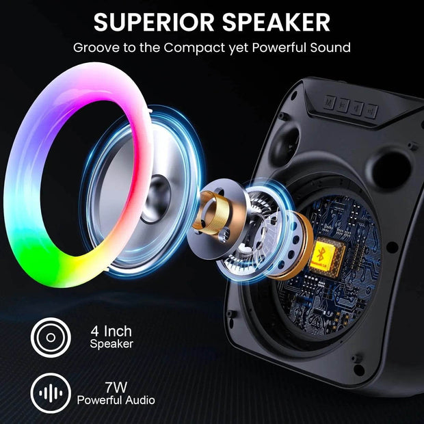 Outdoor Party Speaker with LED Light & Microphone - Creatique