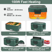 Electric Lunch Box for Adults, 100W 3.5L 2-Layer Portable Food Warmer for Men, Dual Mode 2.5L + 1L Large Heated Lunch Box for Car/Truck/Work, Lonchera Eléctrica Portátil Para Calentar Almuerzo - Creatique