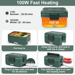 Electric Lunch Box for Adults – 3.5L Dual-Layer Portable Food Warmer for Car, Truck & Work - Creatique