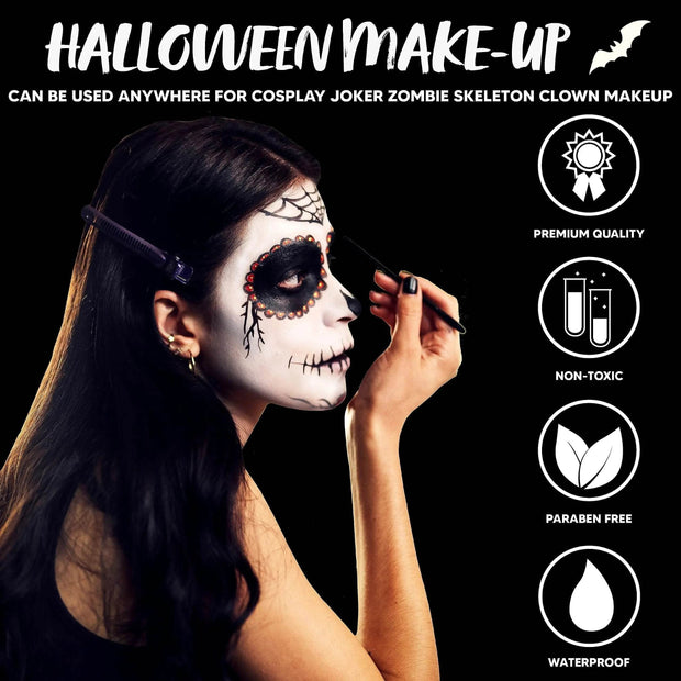 36 Pcs Halloween Makeup Kit,Halloween Family Makeup Set Face Painting Kit with with Zombie Green Ooze,Fake Blood Costume and More for Vampire Cosplay - Creatique