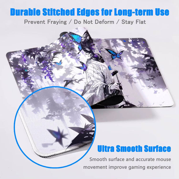 XXL Demon Slayer Kochou Shinobu Mousepad - Premium Lock Edge Gaming Mouse Pad for Ultimate Comfort & Control - Creatique
