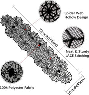 Halloween Table Runner: Black Lace Spider Web Table Runners 2 Packs 18 X 72 Inches for Halloween Decor, Vivid Polyester Spider Web Table Runner for Halloween Masquerade Party Dinner Table Decorations - Creatique
