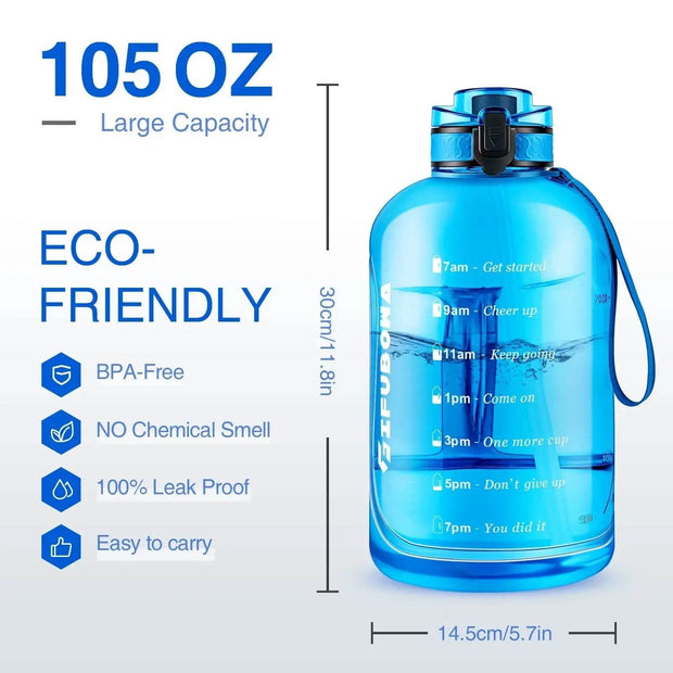 Motivational 3L Water Bottle with Straw & Handle - Leak Proof, BPA Free, Perfect for Active Men & Women - Creatique