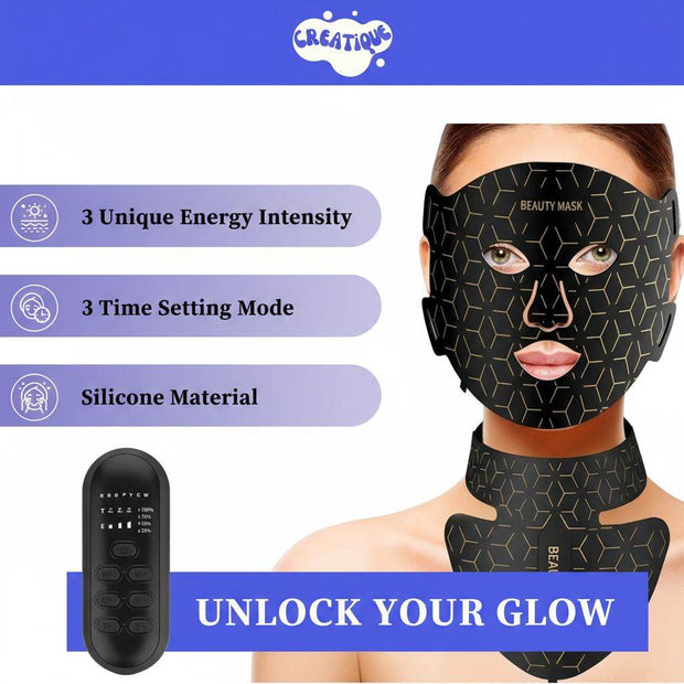 At-Home LED Face & Neck Mask | 7-Color Red + Near-Infrared Light Therapy - Creatique