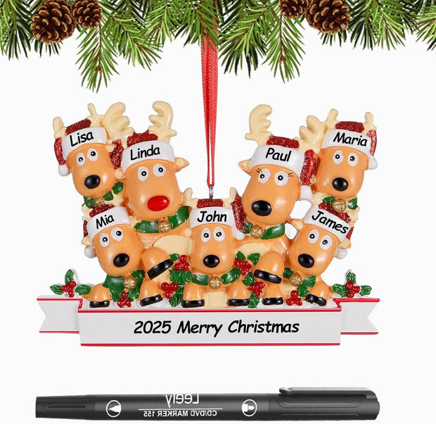 Personalized Christmas Ornaments 2025 Family of 2/3/4/5/6 Custom Christmas Ornament with Names Customized Family Ornaments for Christmas Tree Decoration Customized Gifts, Family of 5 - Creatique