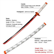 104Cm Cosplay Anime Demon Slayer Katana Sword Kimetsu No Yaiba Wooden Weapon Sword Toy Katanas Comes with a Stand and Belt. - Creatique