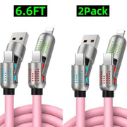 [Buy 1 Get 1 Free] 6.6FT 4-In-1 USB-C Cable PD Fast Charging Data Sync USB-A Type-C Lightning Aluminum Compatible Cellphone Smartphone Electronic Charger - Creatique