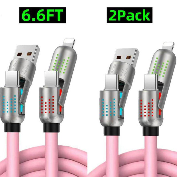 [Buy 1 Get 1 Free] 6.6FT 4-In-1 USB-C Cable PD Fast Charging Data Sync USB-A Type-C Lightning Aluminum Compatible Cellphone Smartphone Electronic Charger - Creatique