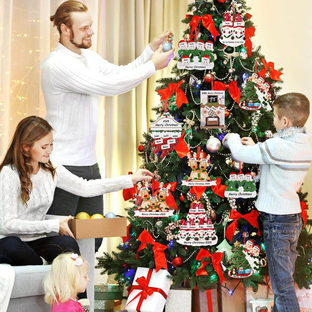 Personalized Christmas Ornaments 2025 Family of 2/3/4/5/6 Custom Christmas Ornament with Names Customized Family Ornaments for Christmas Tree Decoration Customized Gifts, Family of 5 - Creatique