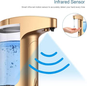 370Ml Touch-Free Battery Operated Electric Automatic Liquid Soap Dispenser - Adjustable Soap Dispensing Volume - Premium Soap Dispenser for Kitchen Bathroom Toilet Rose Gold - Creatique