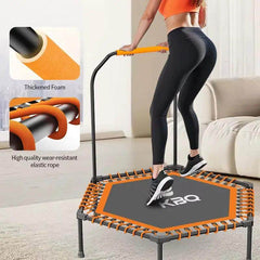 55-Inch Adult Trampoline with U-Shaped Armrests - Indoor Fitness Bounce for Maximum 800 lbs Load Capacity - Creatique