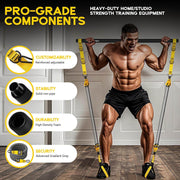 Pilates Equipment, Portable Pilates Bar Kit with Resistance Bands, Professional Adjustable Heavy Duty Squat Workout Equipment for Men, Home Gym Muscle Strength Training, Full Body Exercise - Creatique
