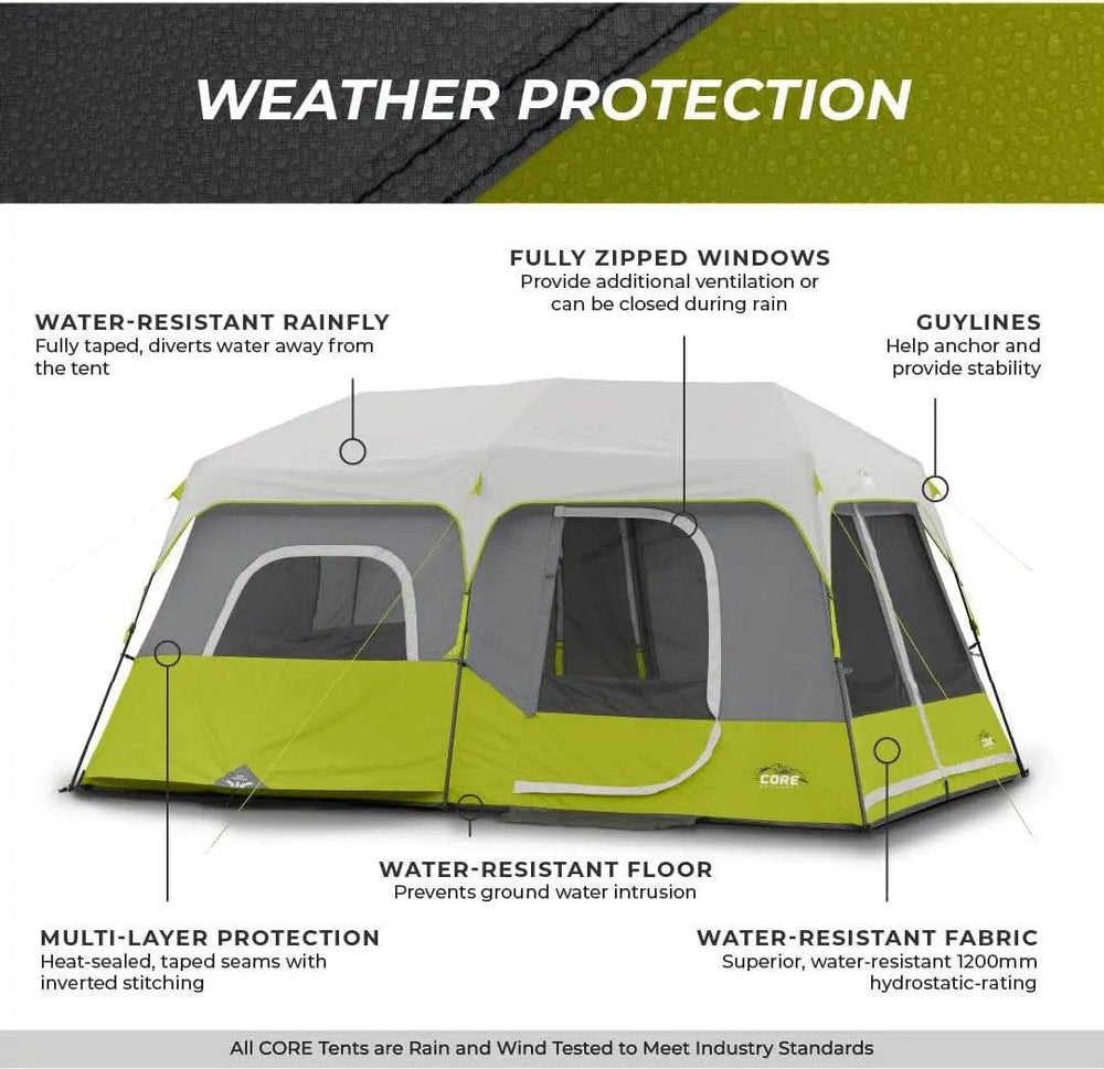 Family Camping Tent – 9 Person, Green - Creatique