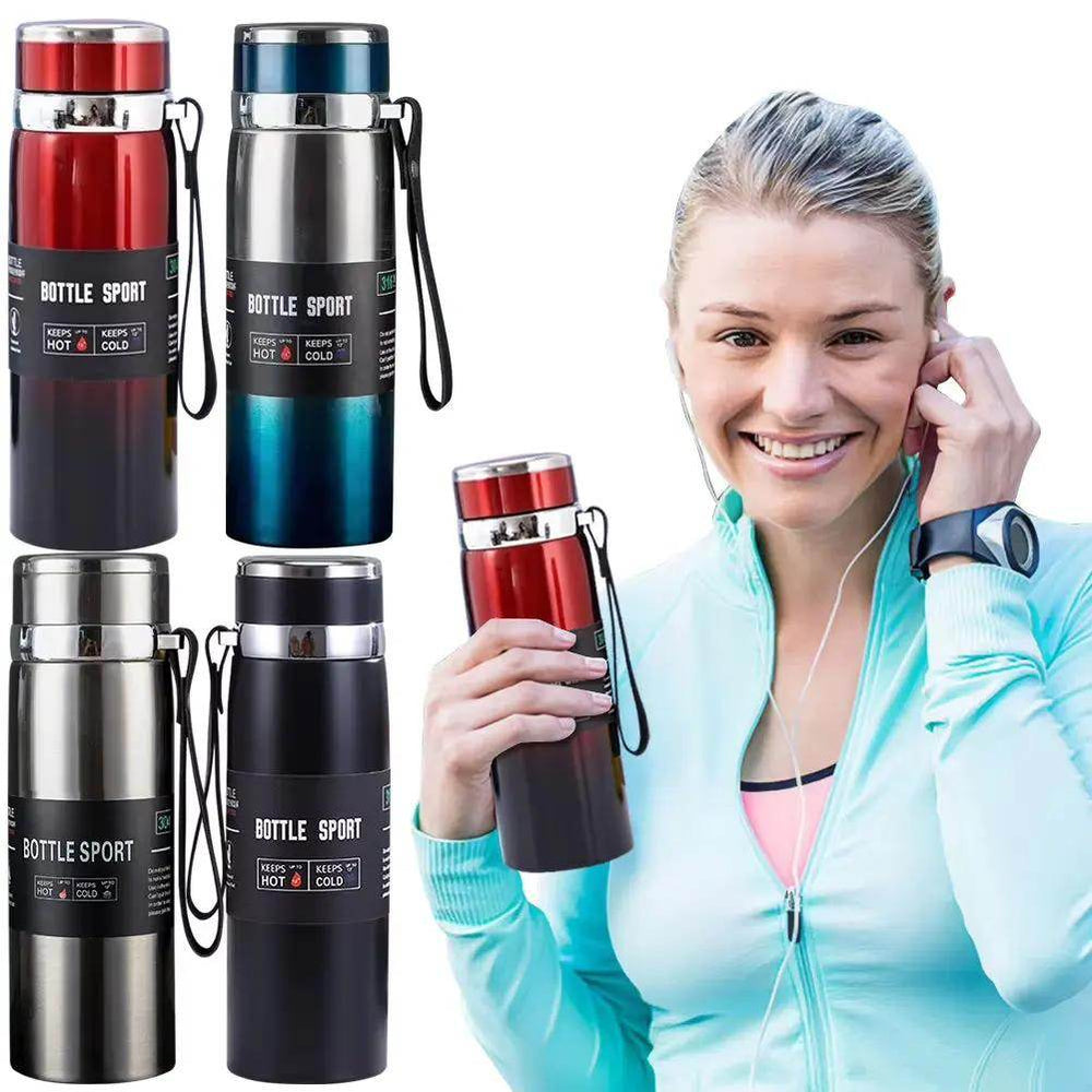 Premium 1000ml Insulated Thermal Water Bottle - Double Wall Vacuum Flask with Handle for Hot & Cold Drinks - Perfect for Outdoor Sports - Creatique