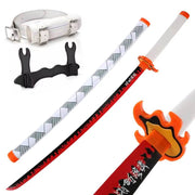 104Cm Cosplay Anime Demon Slayer Katana Sword Kimetsu No Yaiba Wooden Weapon Sword Toy Katanas Comes with a Stand and Belt. - Creatique