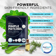 Pimple Patches for Face - 134 Count Hydrocolloid Acne Patches - Zit, Blemish, Cystic Acne Dots & Dark Spot Treatment - Invisible Clear Pimple Patch Stickers for Forehead, Chin, Nose, 3 Sizes (S, M, L) - Creatique