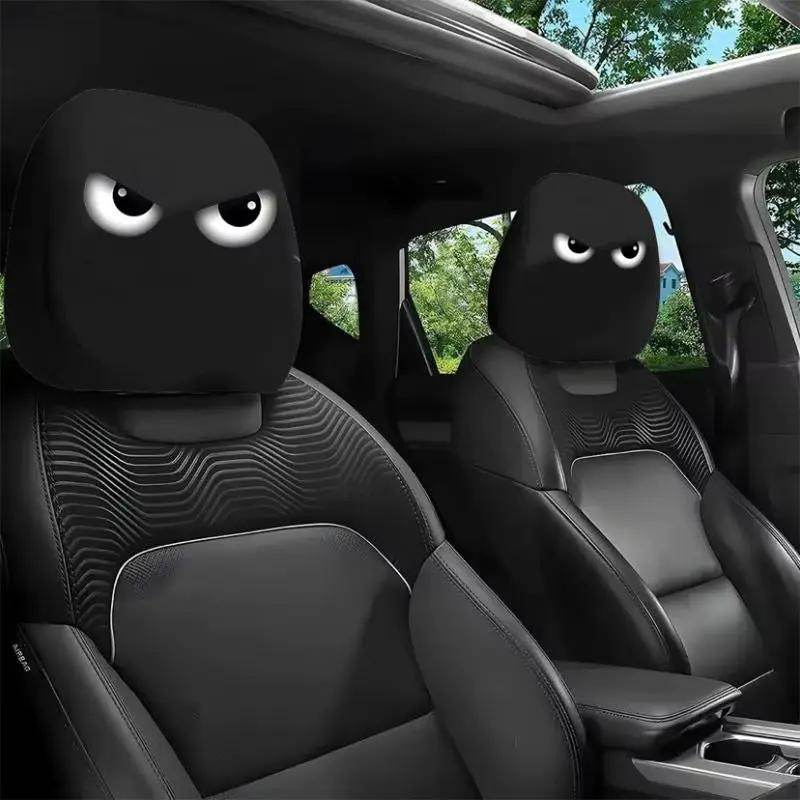 2Pcs Face Printed Car Pillowcase Soft Comfortable Decorative Cushion Cover Auto Seat Headrest Washable Polyester Fabric - Creatique