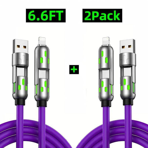 [Buy 1 Get 1 Free] 6.6FT 4-In-1 USB-C Cable PD Fast Charging Data Sync USB-A Type-C Lightning Aluminum Compatible Cellphone Smartphone Electronic Charger - Creatique