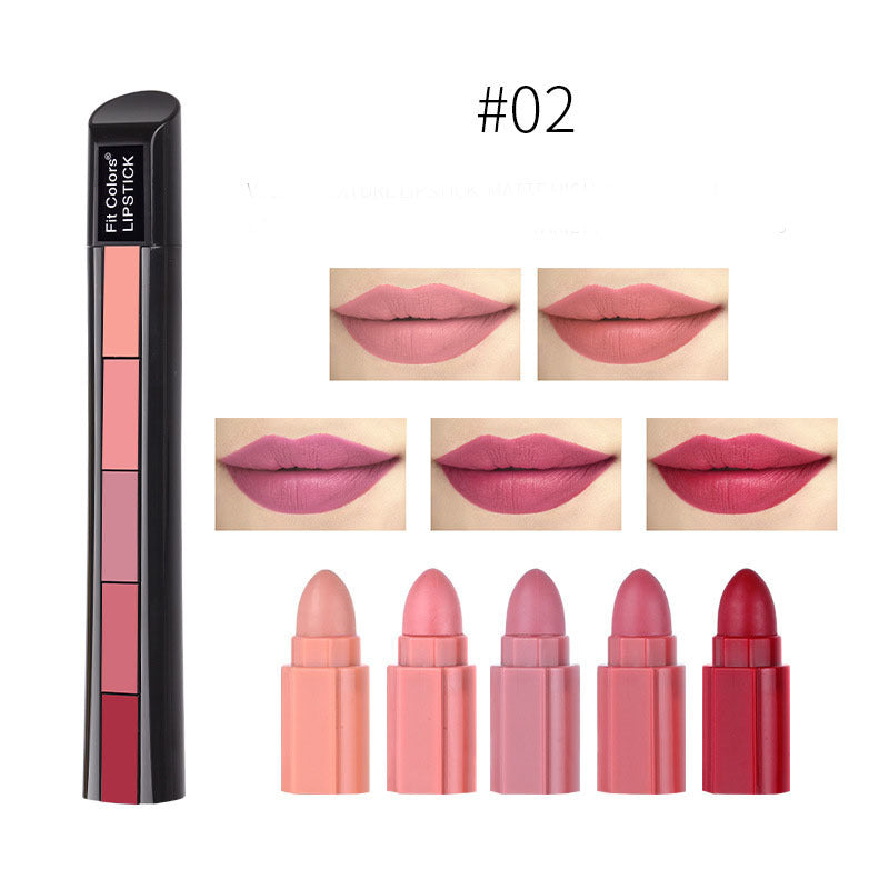 Multi-color matte lipstick set with moisturizing velvet texture formula