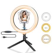 10-inch Dimmable LED Ring Light with Tripod - Perfect for Live Streaming & Photography, USB Rechargeable, 120 Bright Lamp Beads - Creatique