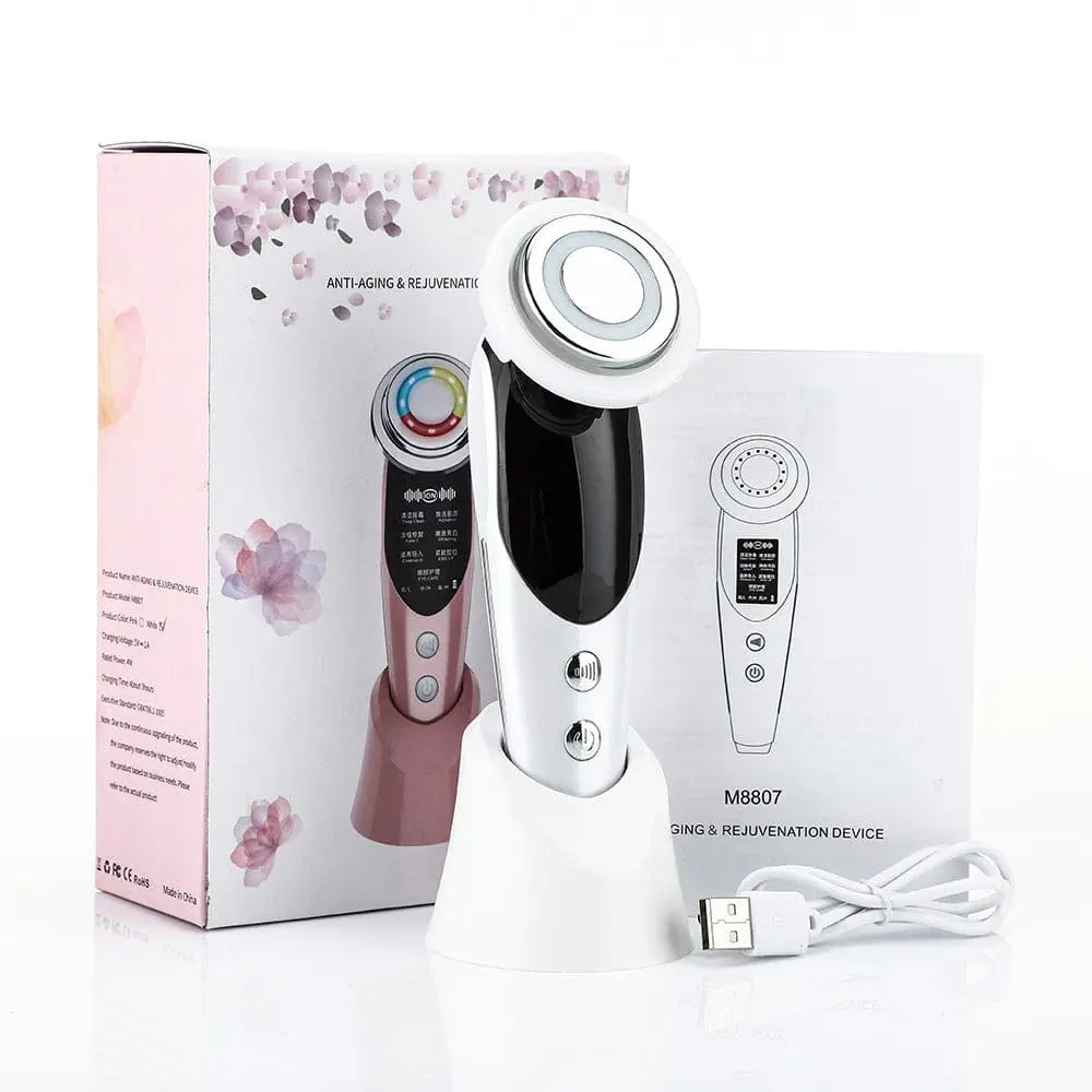 Electric facial massager kit with storage case and USB charging cable