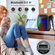 Outdoor Party Speaker with LED Light & Microphone - Creatique