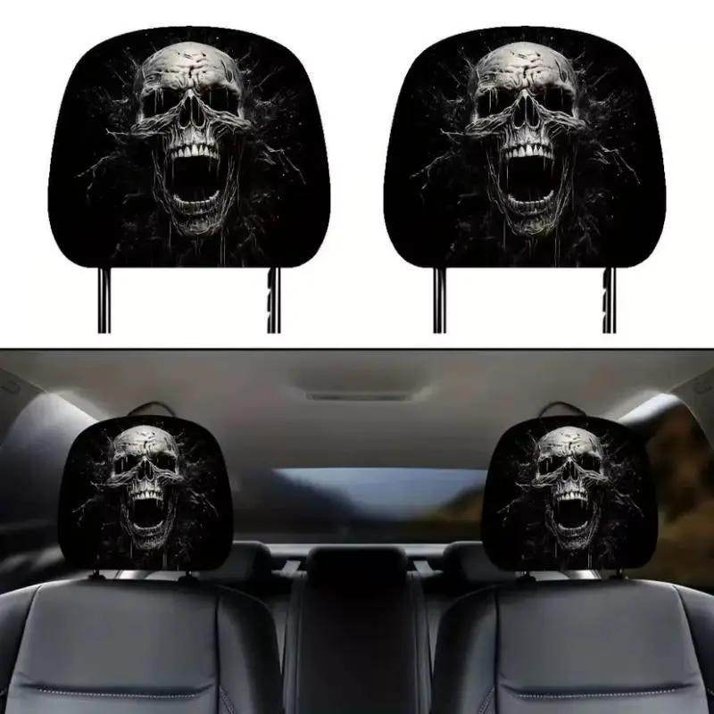 2Pcs Face Printed Car Pillowcase Soft Comfortable Decorative Cushion Cover Auto Seat Headrest Washable Polyester Fabric - Creatique