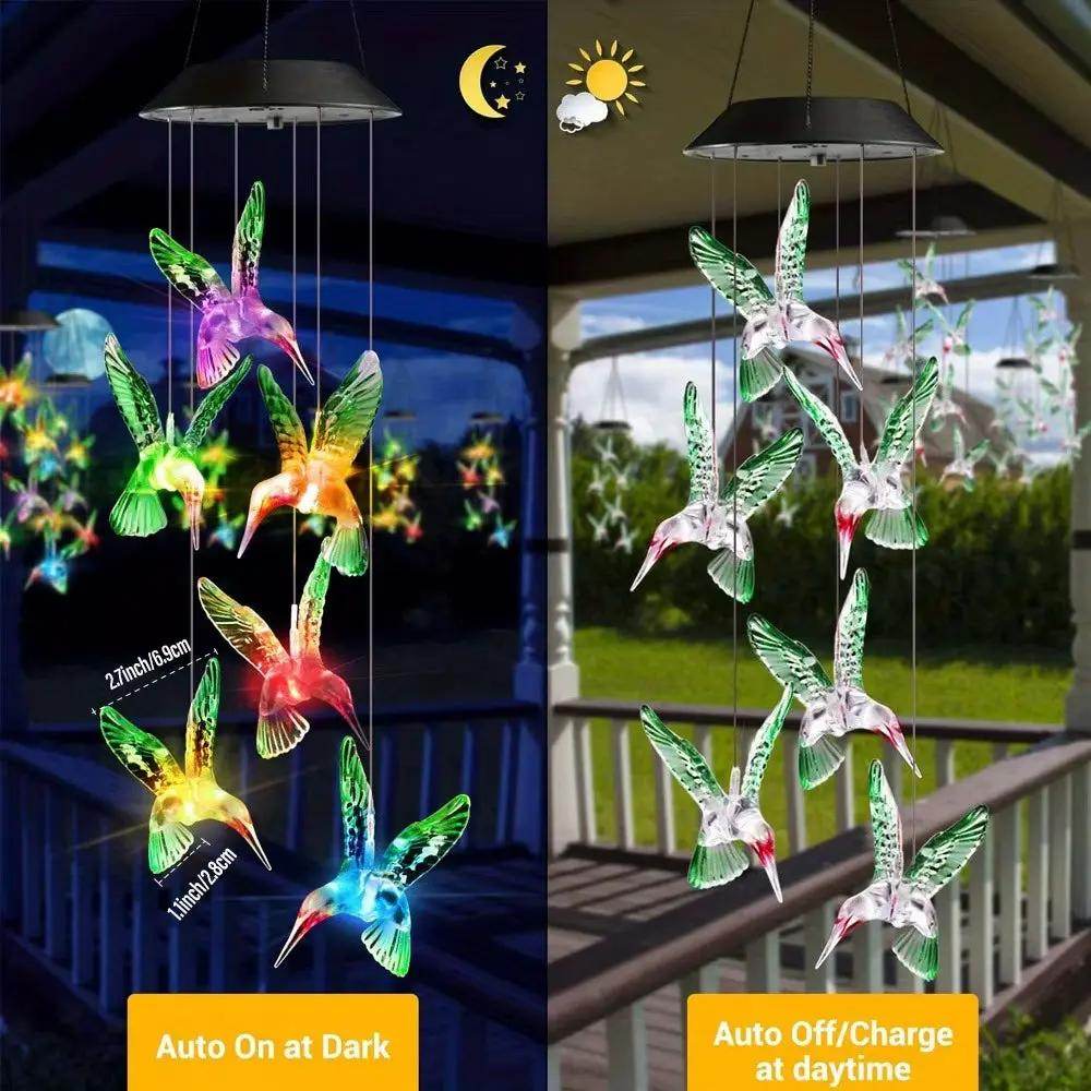 Solar Wind Chimes – Hummingbird Yard Decor - Creatique
