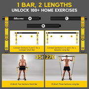 Pilates Equipment, Portable Pilates Bar Kit with Resistance Bands, Professional Adjustable Heavy Duty Squat Workout Equipment for Men, Home Gym Muscle Strength Training, Full Body Exercise - Creatique