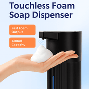 Automatic Soap Dispenser Foaming Touchless: 14Oz Plastic - 4 Level Adjustable Wall Mount Foam Black Rechargeable Electric Auto Smart Soap Dispenser - Bathroom Kitchen Hand Dish Lotion - Creatique